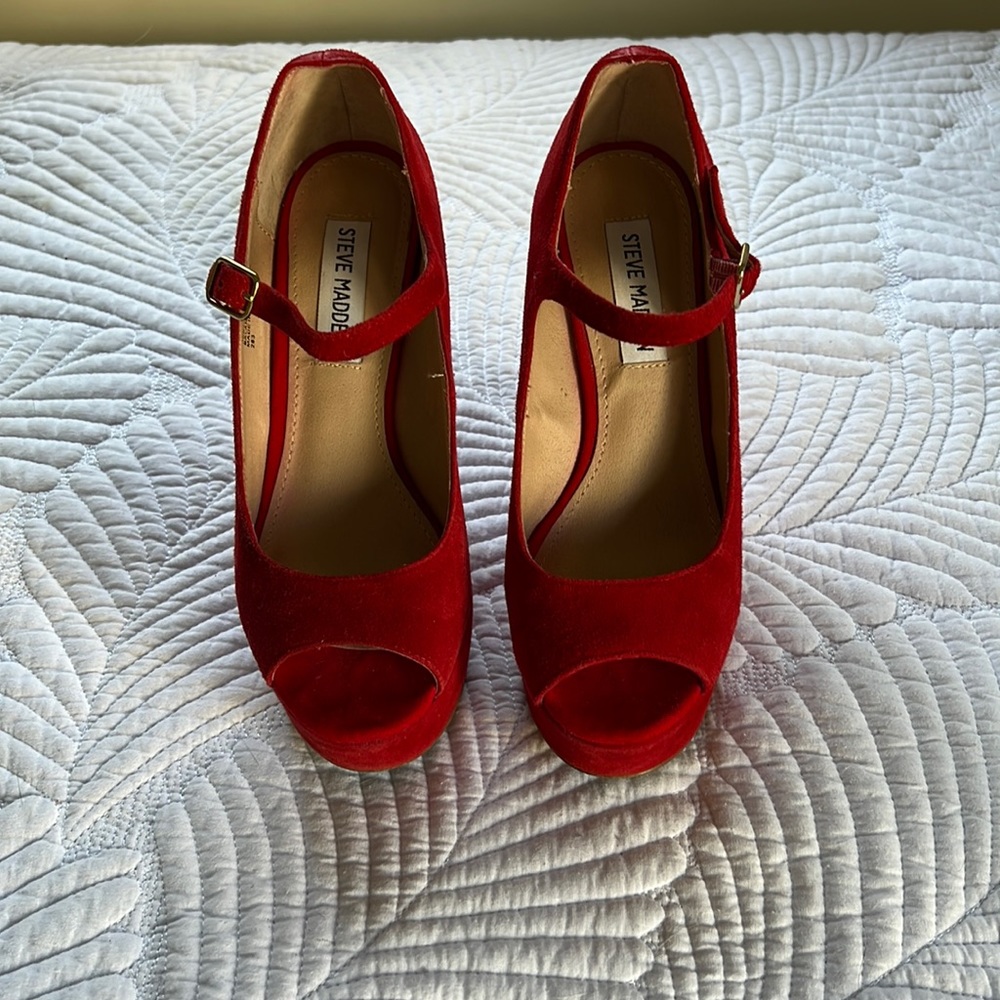 Red Suede Platforms